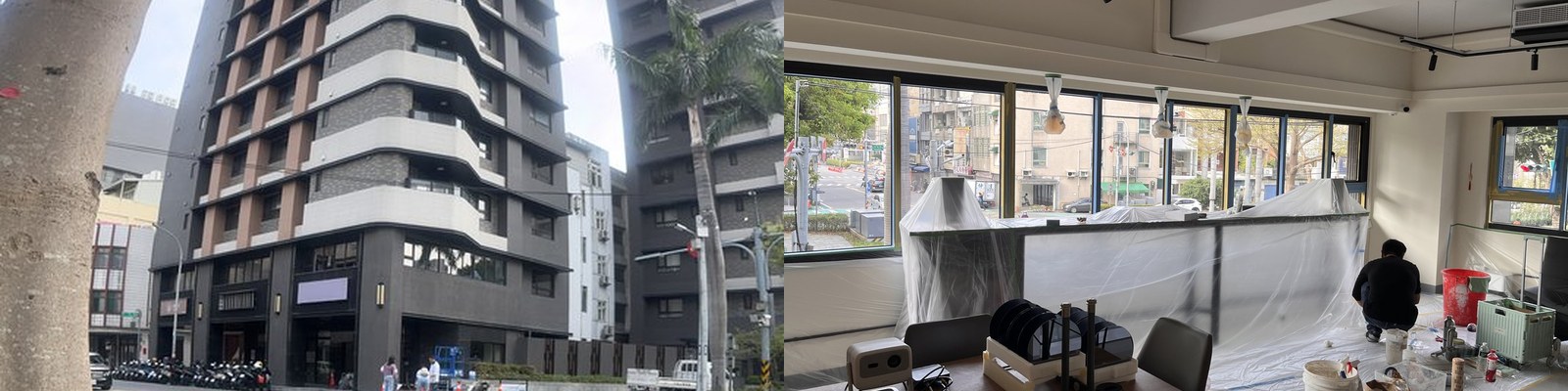 社區外牆玻璃防污塗層施作現場