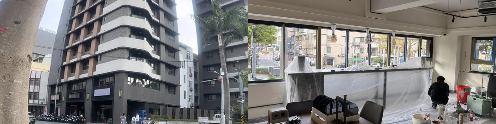 社區外牆玻璃防污塗層施作現場